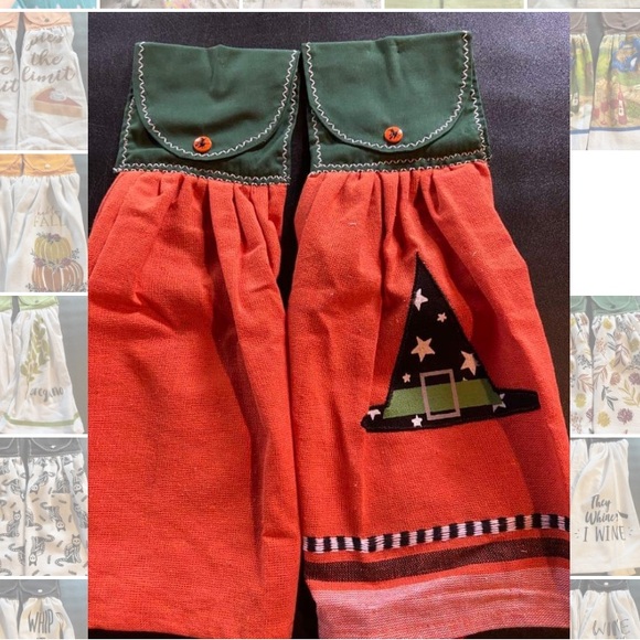 Halloween Witch Hat Hanging Dish Towel, Set of 2 - Picture 1 of 2